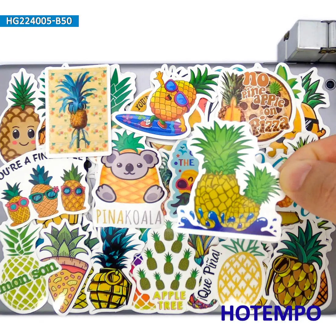 50Pieces Funny Pineapple Cartoon Graffiti Mixed Ananas Retro Stickers for Luggage Skateboard Guitar Helmets Laptop Phone Sticker