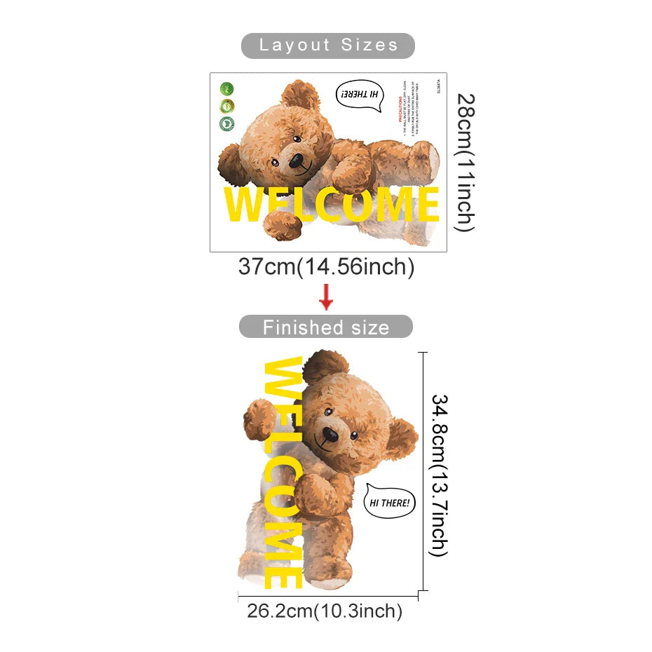 Cartoon Teddy Bear Wall Stickers Kids Room Decor Decals