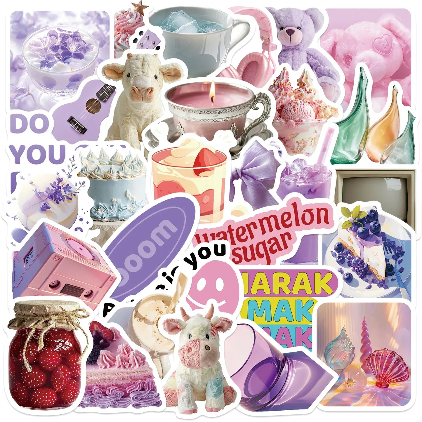 Purple Aesthetic Stickers 30Pcs Waterproof Decals Set