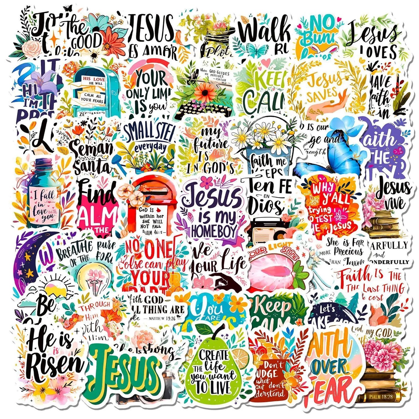 10/50/100Pcs Inspirational Jesus Phrase Christians Religion Bible Stickers Skateboard Graffiti Luggage Phone Motorcycle Sticker