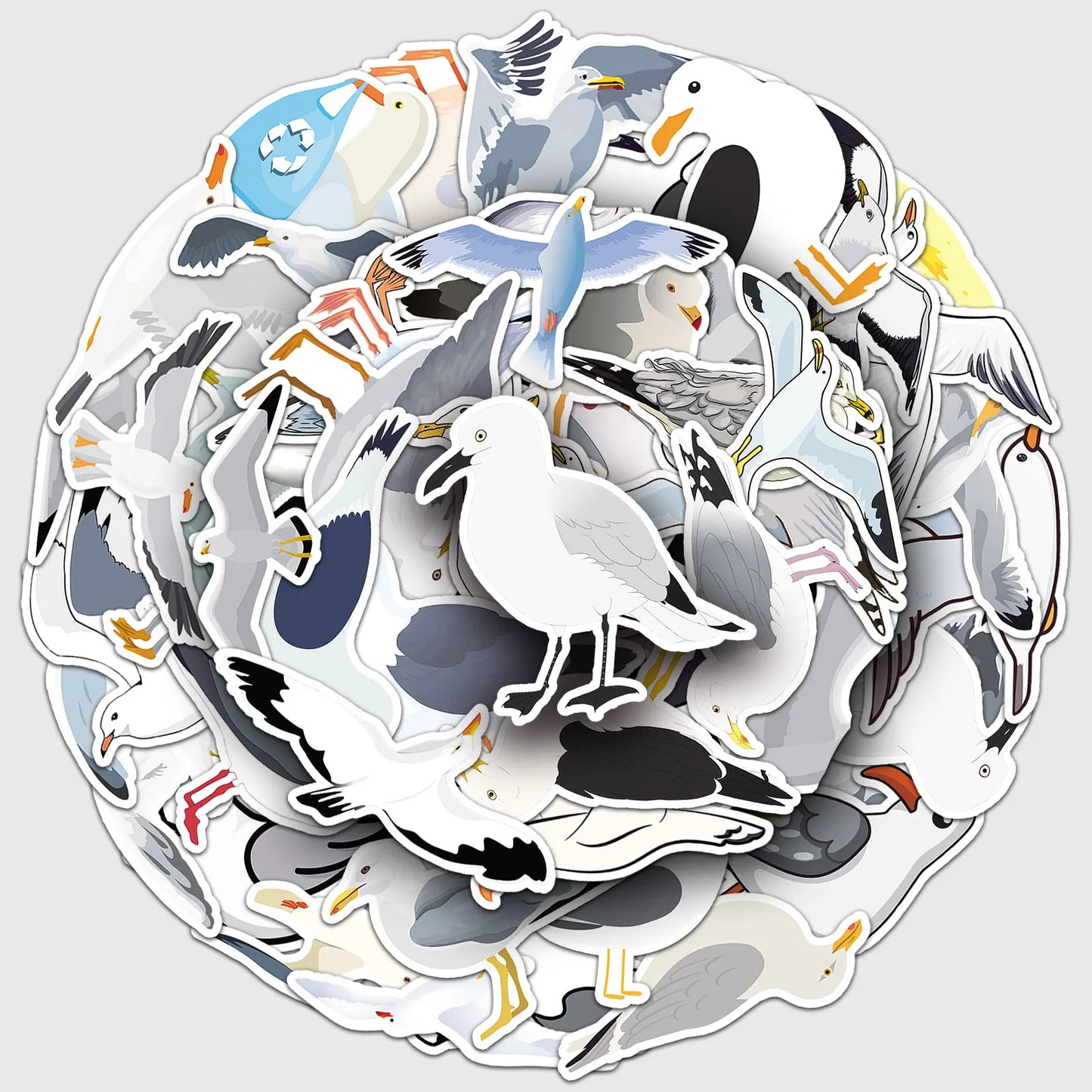 50Pcs Seagull Cartoon Waterproof Vinyl Stickers for Skateboard Snowboard Decals