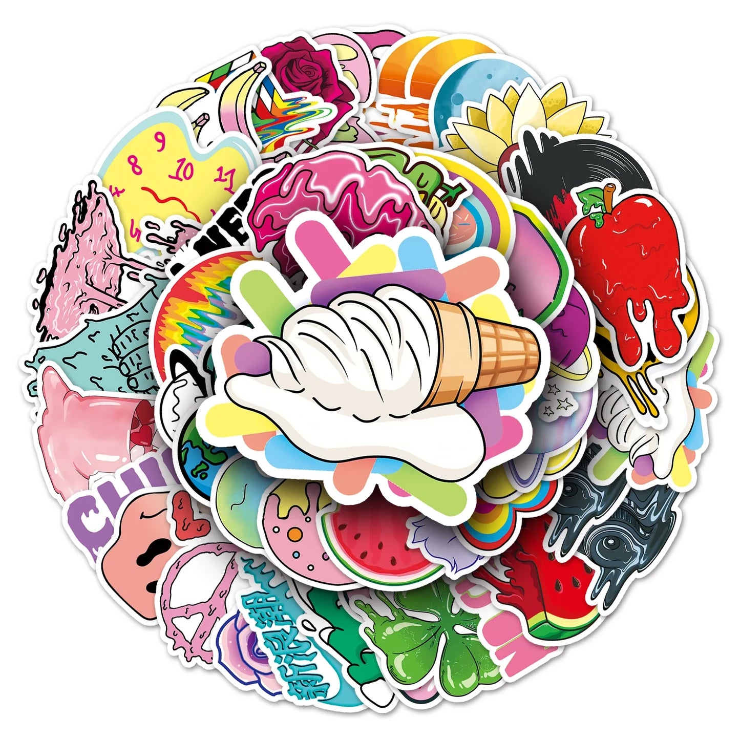 50Pcs Cartoon Waterproof Vinyl Stickers for Skateboard Snowboard