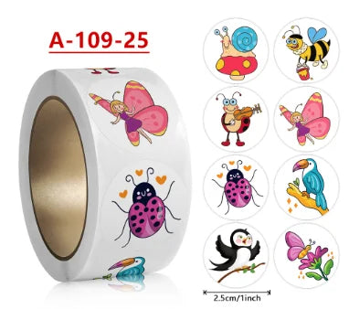 500pcs /rolls Kids lnspirational Stickers Cute Animal Stickers Reward Stickers Kids Stickers Wholesale self-adhesive Labels