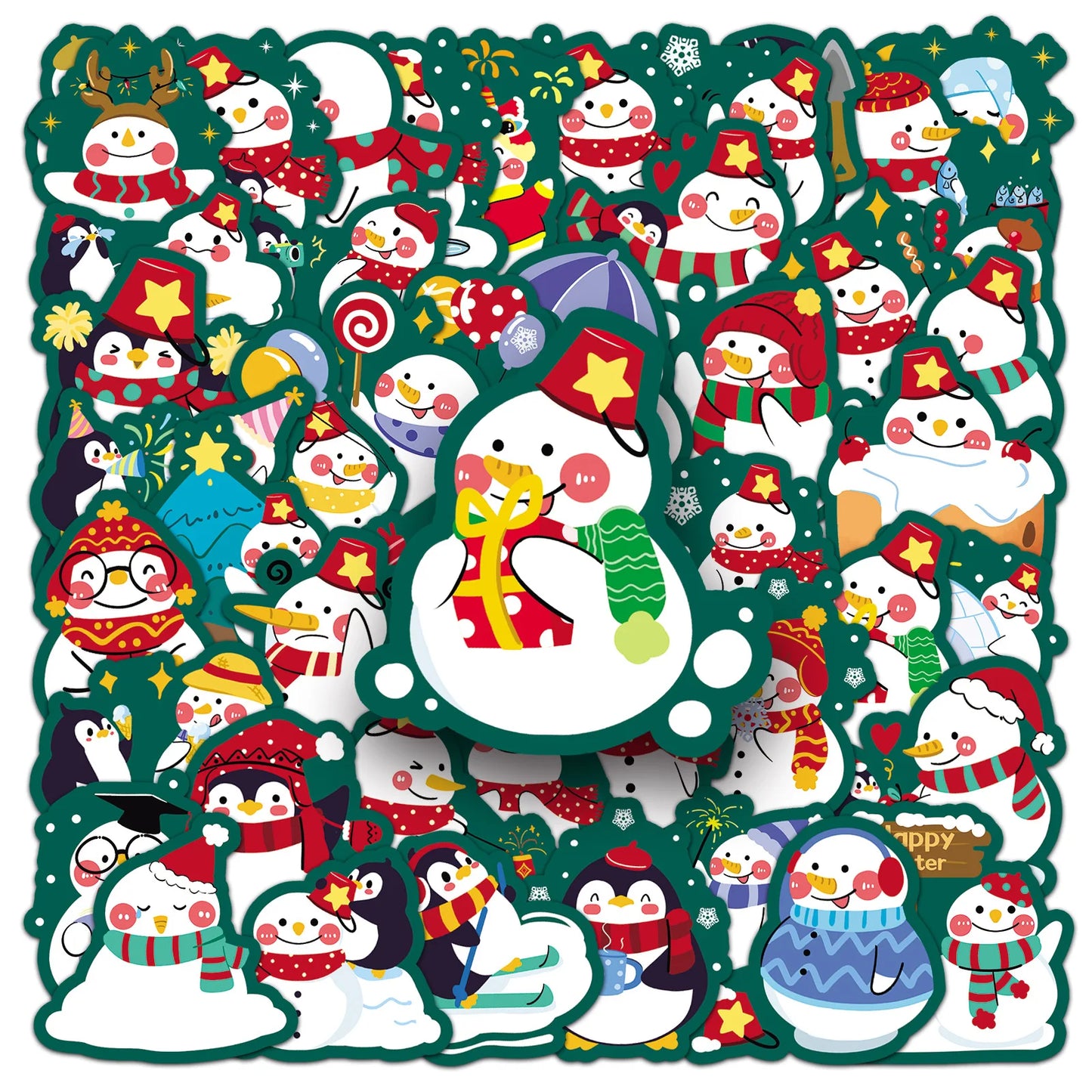 Snowman Christmas Stickers for Phone Laptop Luggage Skateboard Decals Gift