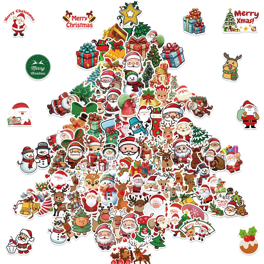 Merry Christmas Gift Stickers 50/100/200PCS Decorative DIY Self-Adhesive Party Decals