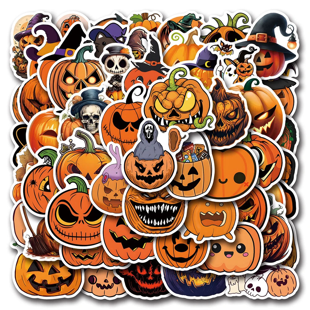 Halloween Pumpkin Stickers: Graffiti, DIY, Skateboard, Fridge, Phone, Bike, Wall Decals, Kids Toys