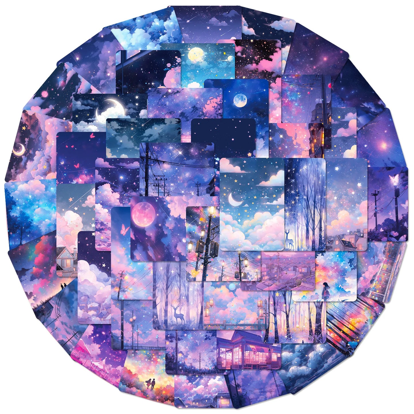 Aesthetic Moonlight Stickers for DIY Decor: 10/25/50pcs for Water Bottle, Laptop, Phone, Skateboard