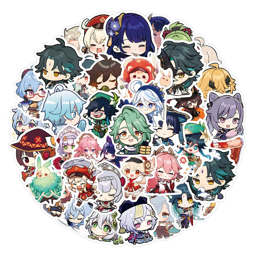 Genshin Impact Stickers: Anime Decals for Laptop, Suitcase, Phone, Car - 10/30/50/100pcs