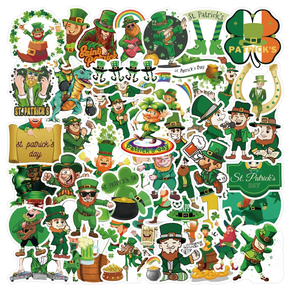 10/50Pcs St. Patrick S Day Stickers Country Ireland Holiday Aesthetic Green Cartoon DIY Toy Fridge Graffiti Decals Sticker