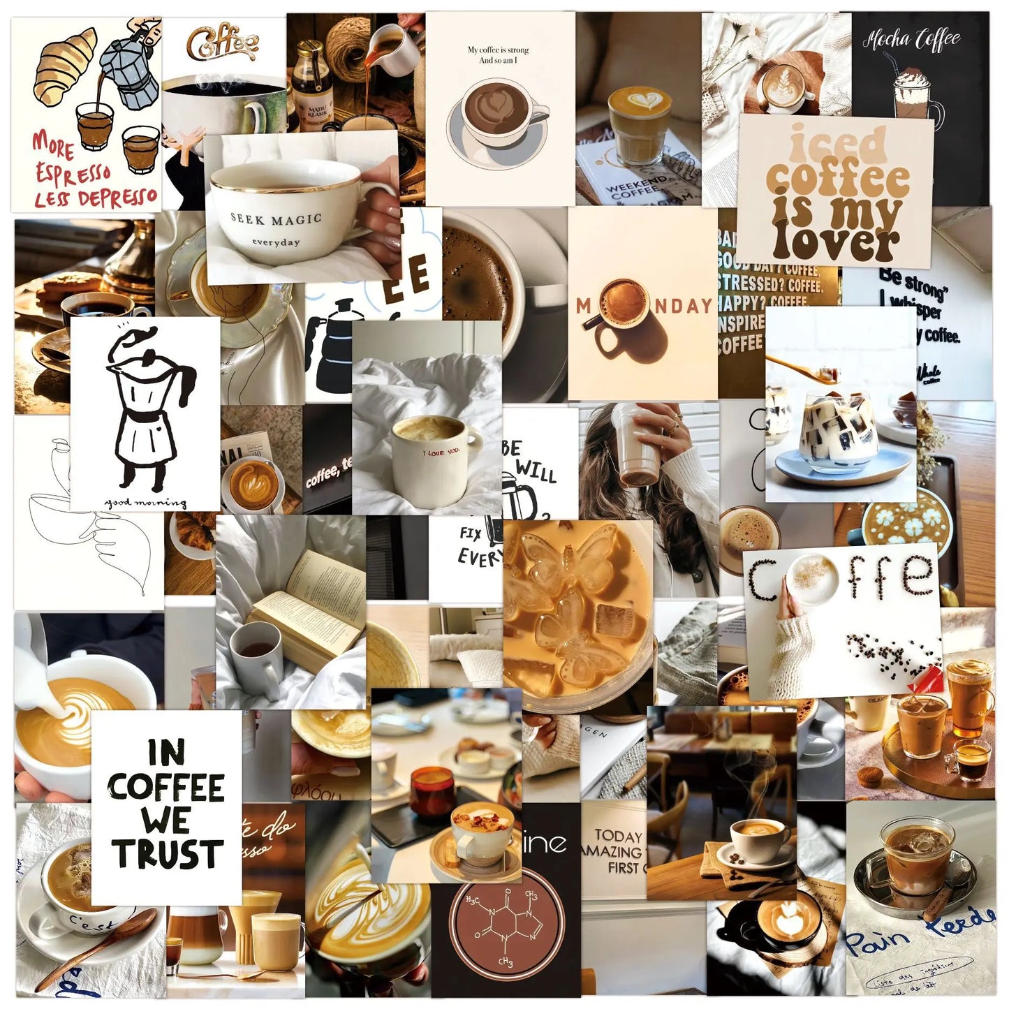 Coffee Photo Stickers for Phone Laptop Luggage Skateboard Decals 10/30/50PCS