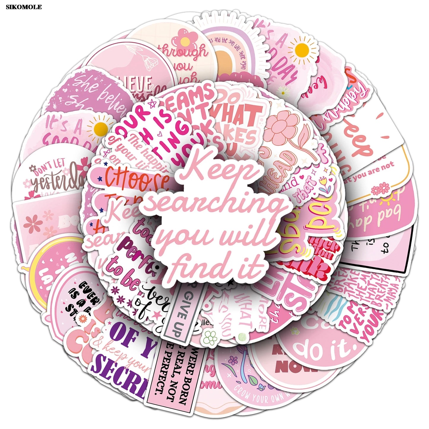 Pink Motivational Quote Stickers for Laptop Luggage Suitcase Decal
