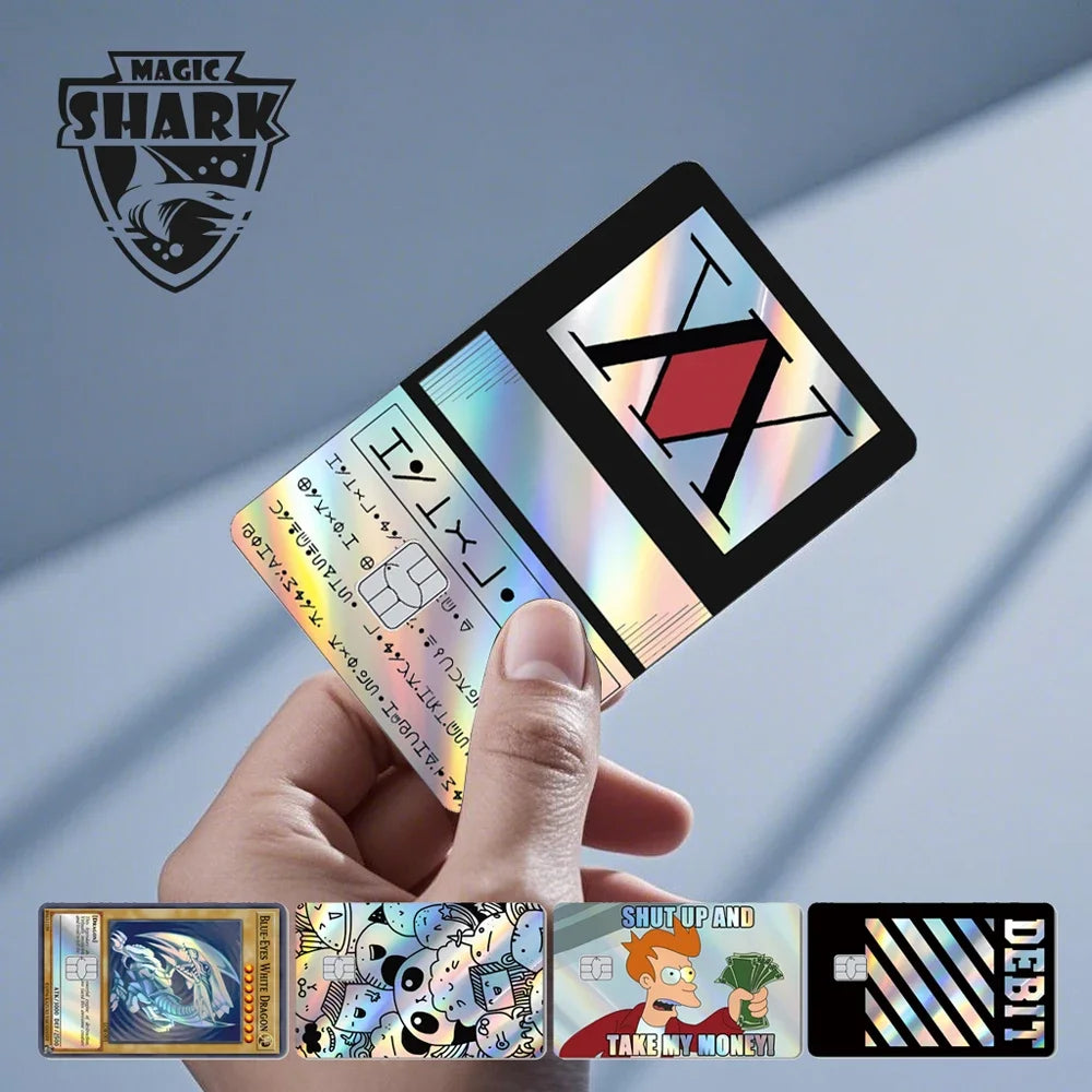 Holographic Dragon Skull Panda Card Skin Sticker