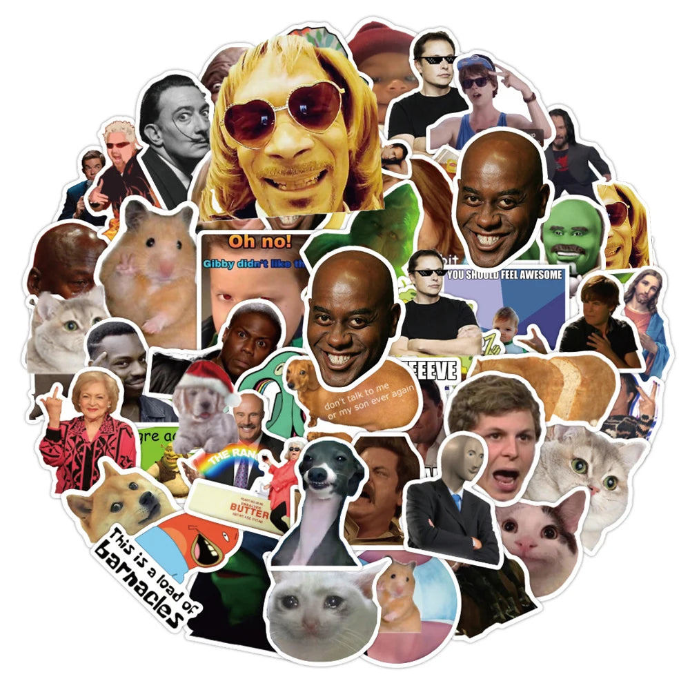 Funny Meme Stickers Pack - Waterproof Decals for Laptop, Phone, Car, Guitar, Fridge