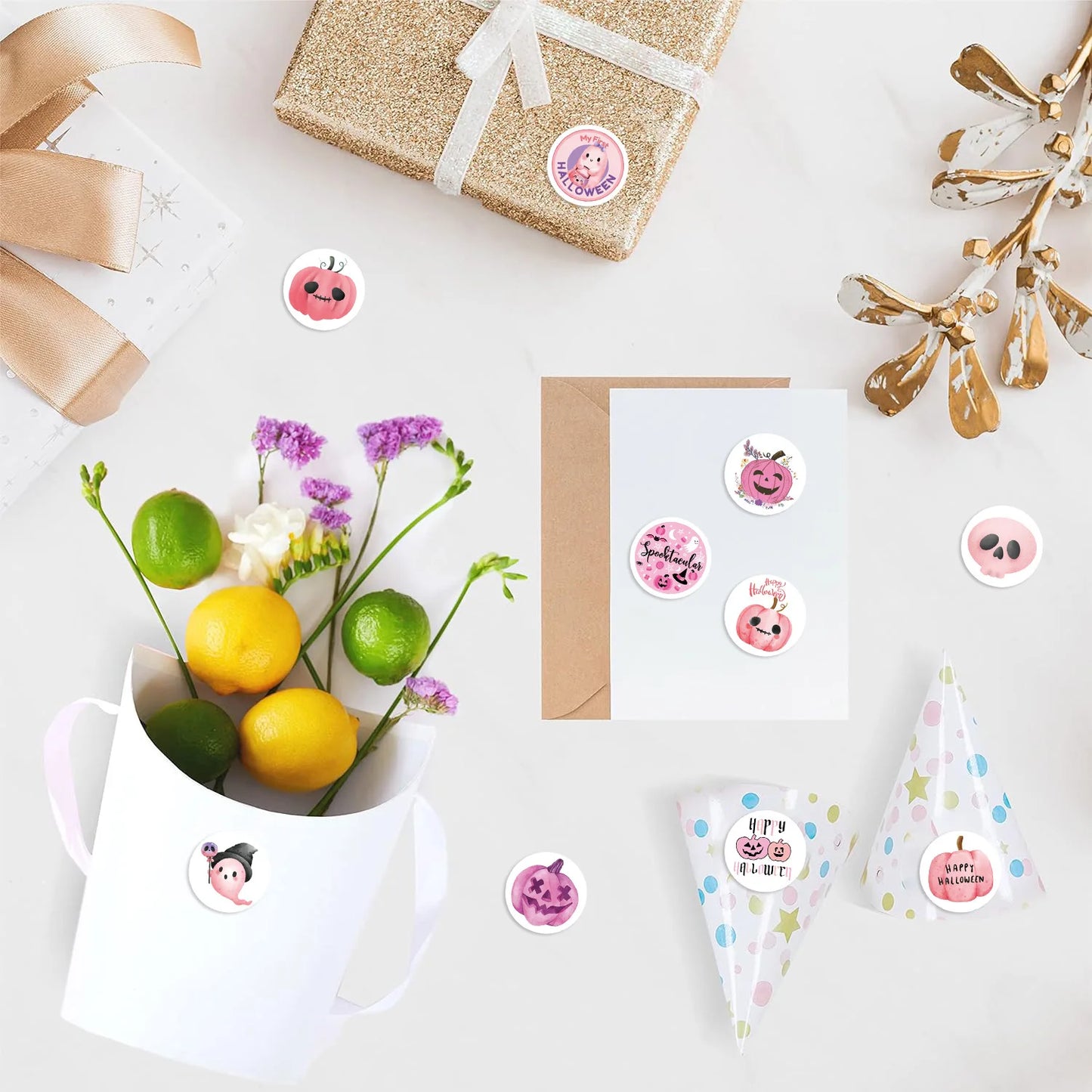 500pcs/roll Pink Halloween Cartoon Graffiti Stickers Phone Guitar Laptop Notebook Suitcase Water Bottles Sticker Gift