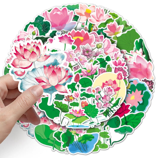 Lotus Cartoon Stickers: Laptop, Phone, Car, Bike Decals
