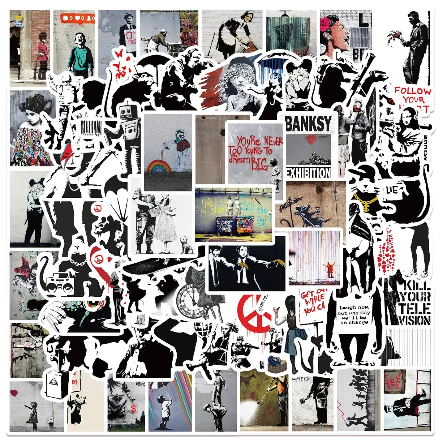 Banksy Graffiti Art Stickers for Phone, Laptop, Luggage, Skateboard - Fun Gift for Kids