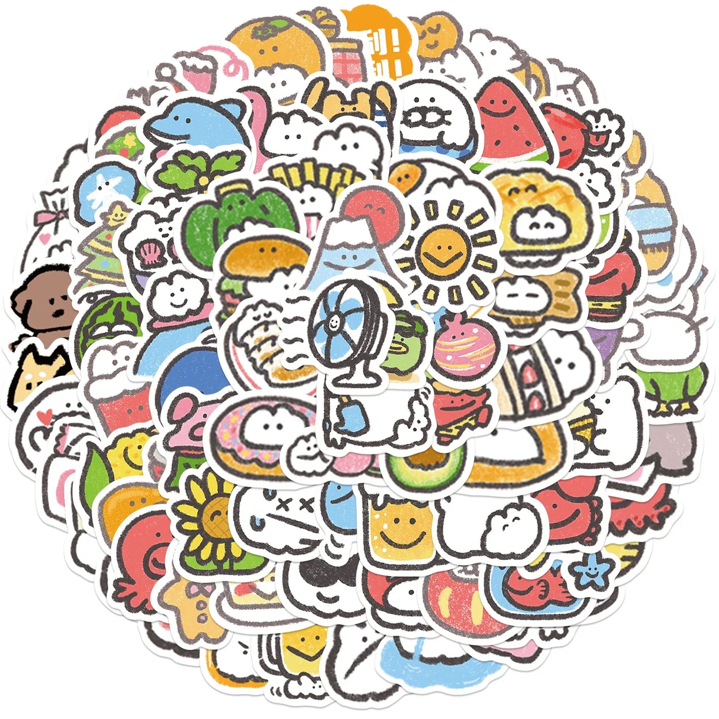 100Pcs Mini MOKMOK Cartoon Cute Sticker For Fridge Luggage Laptop Skateboard Bicycle PVC Waterproof Bottle Decal Stickers