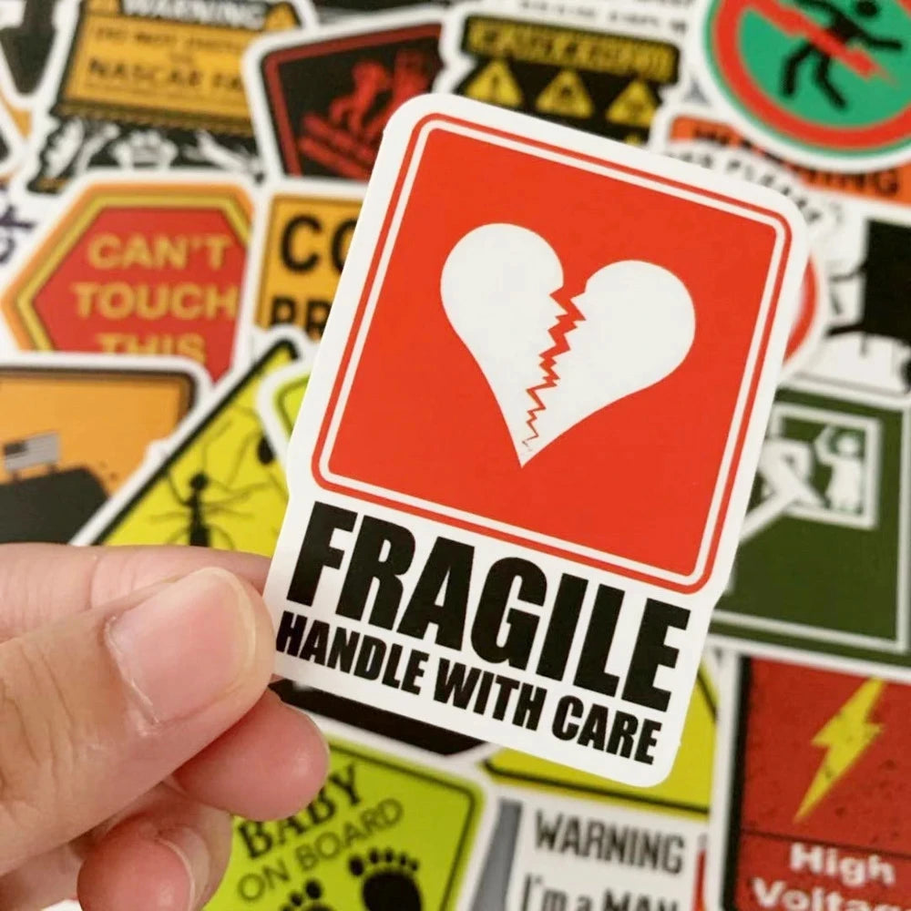 10/30/50PCS Warning and Label Sticker Packs
