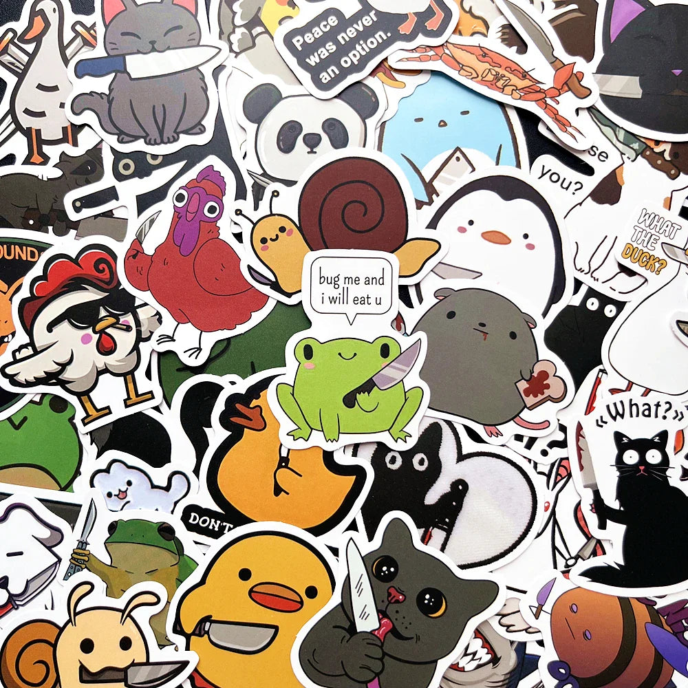 10/60PCS Funny Animal Vinyl Decal Stickers for Kids Toys, Scrapbook, Car, Phone, Laptop, Skateboard