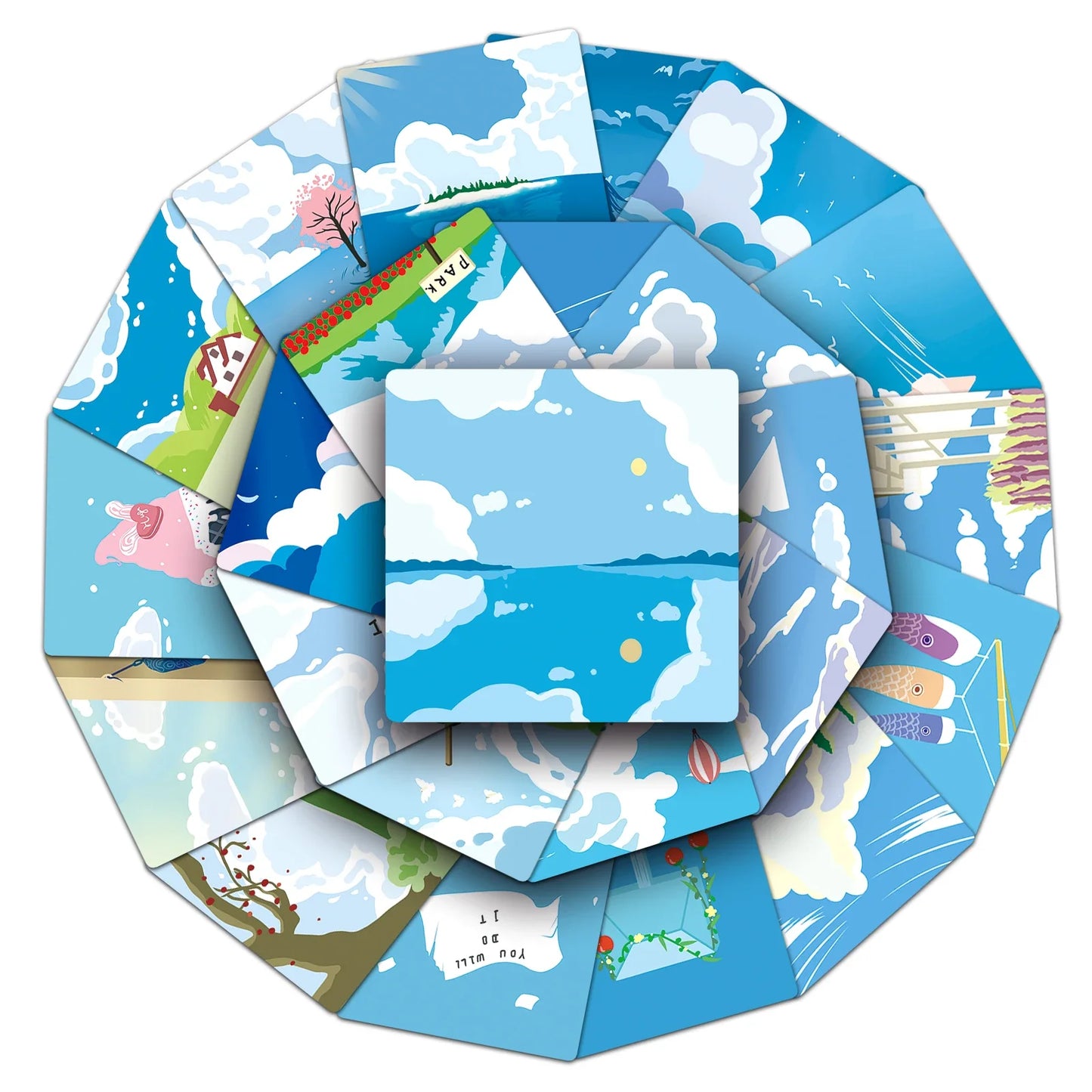 50Pcs Blue Sky Cloud Cartoon Waterproof Vinyl Stickers for Skateboard Snowboard