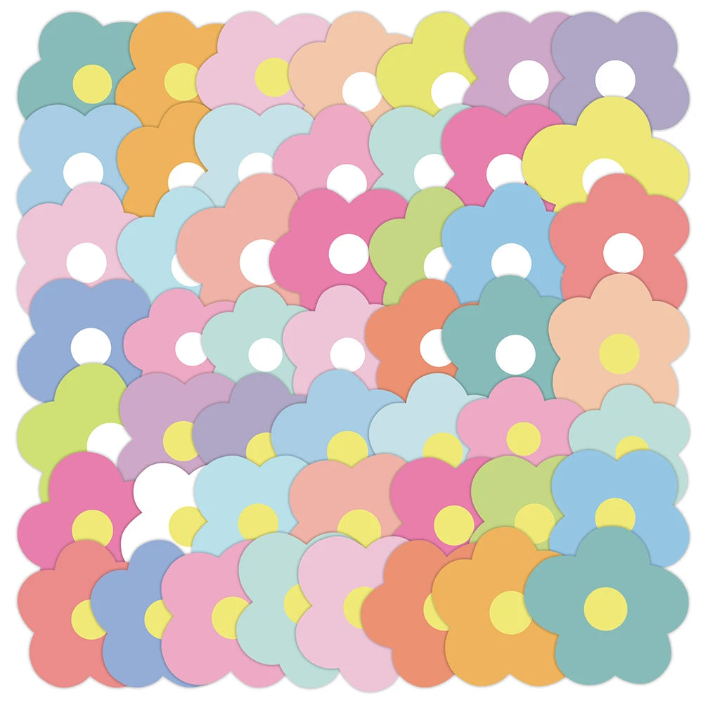 50pcs Cute Flower Graffiti Stickers for Helmet, Desktop, Wall Decoration, DIY