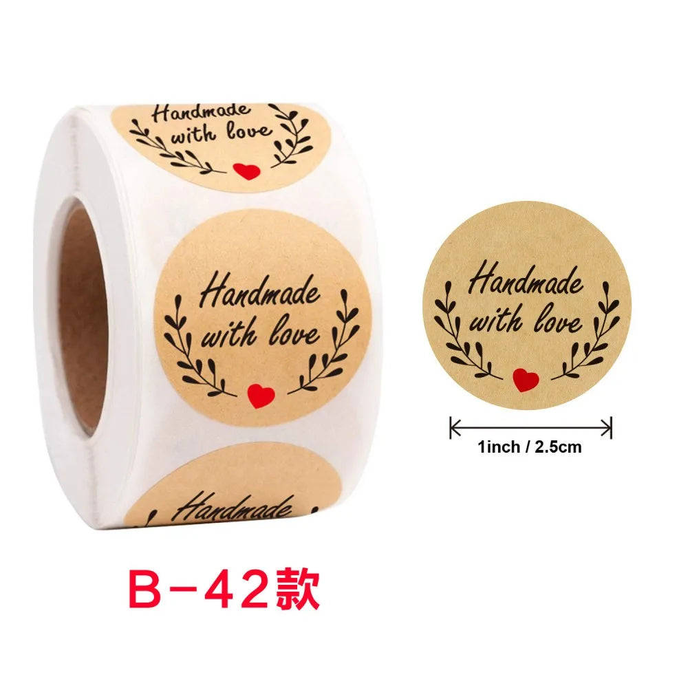 50-500pcs 1inch Round Natural Kraft Handmade Stickers Scrapbooking for Package Adhesive Thank You Sticker Seal Labels Stationery