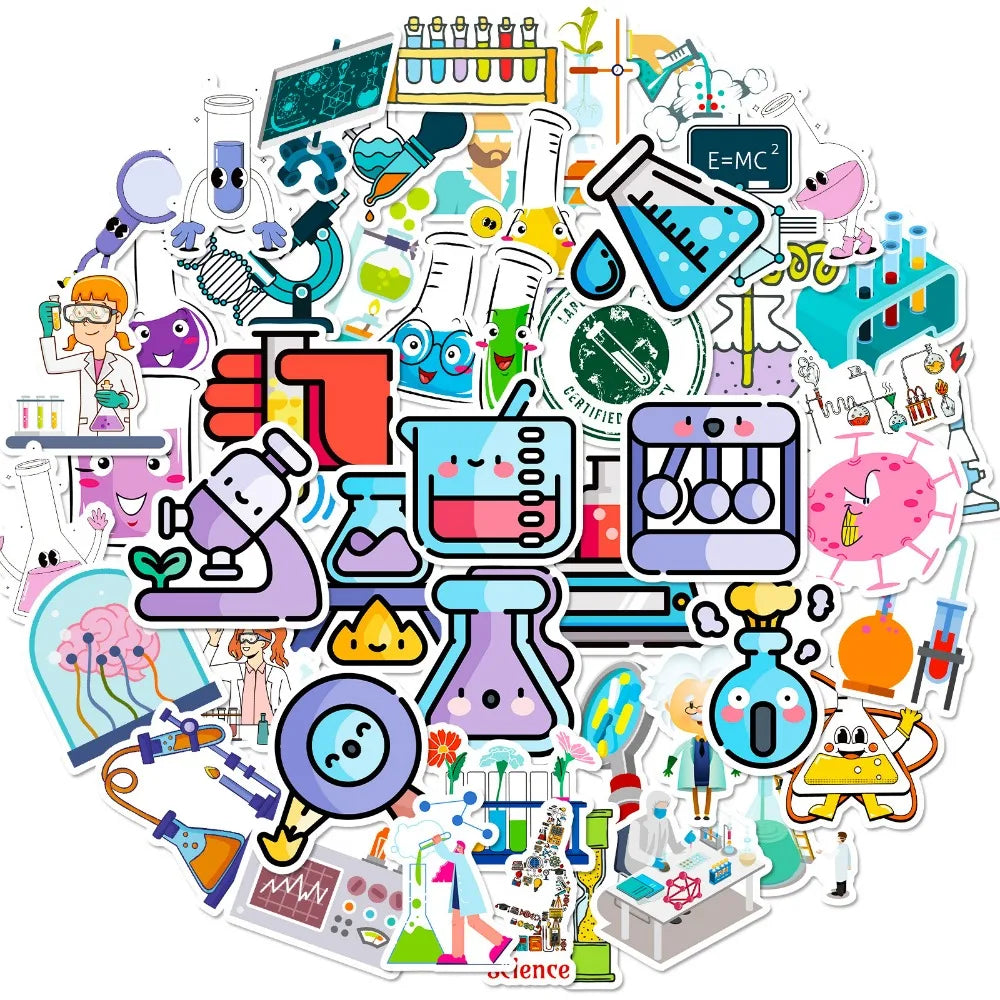 Chemistry Lab Stickers 10/25/50pcs for Scrapbooking, Laptop, Phone, Suitcase, Helmet