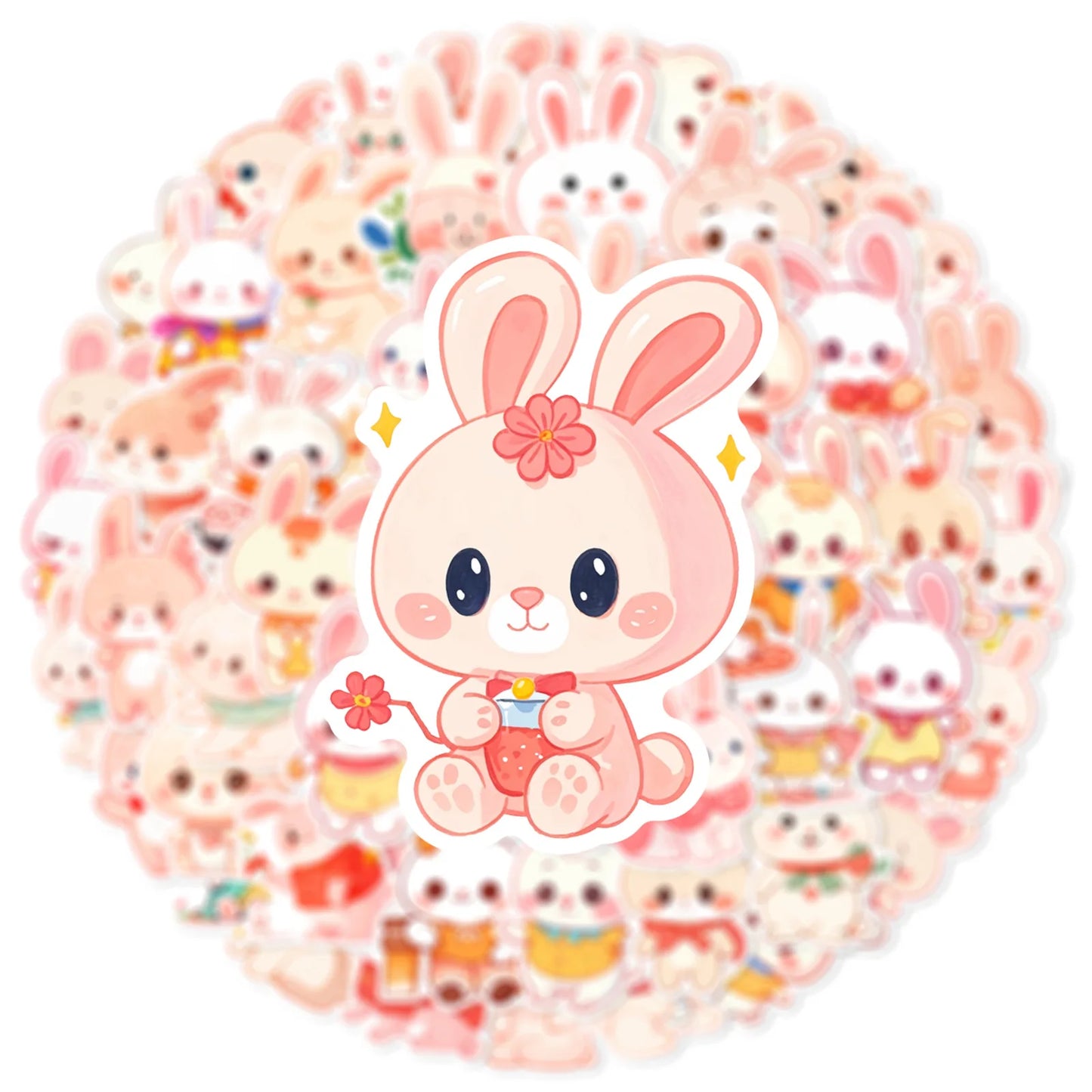 Kawaii Rabbit Stickers Cute Animal Cartoon Decals for Luggage Laptop Phone Car Bike Skateboard