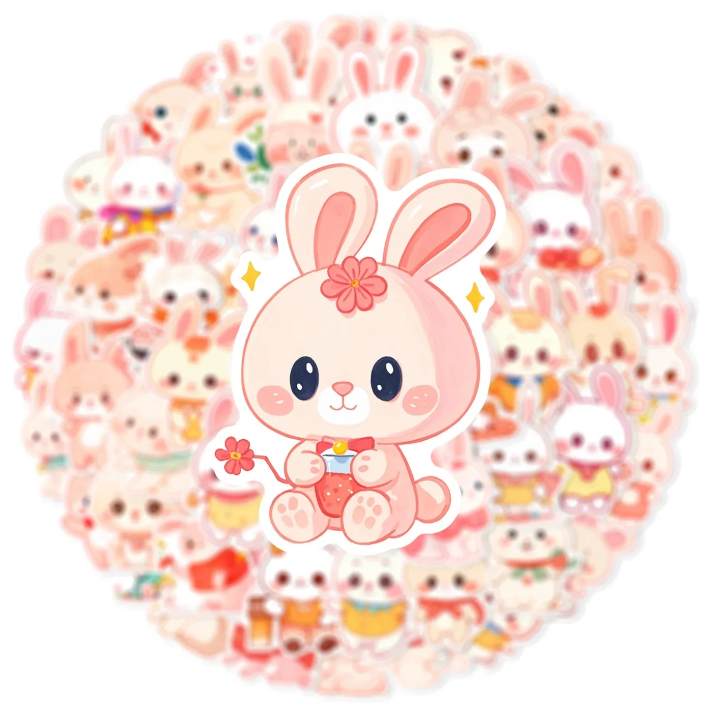 Kawaii Rabbit Stickers Cute Animal Cartoon Decals for Luggage Laptop Phone Car Bike Skateboard