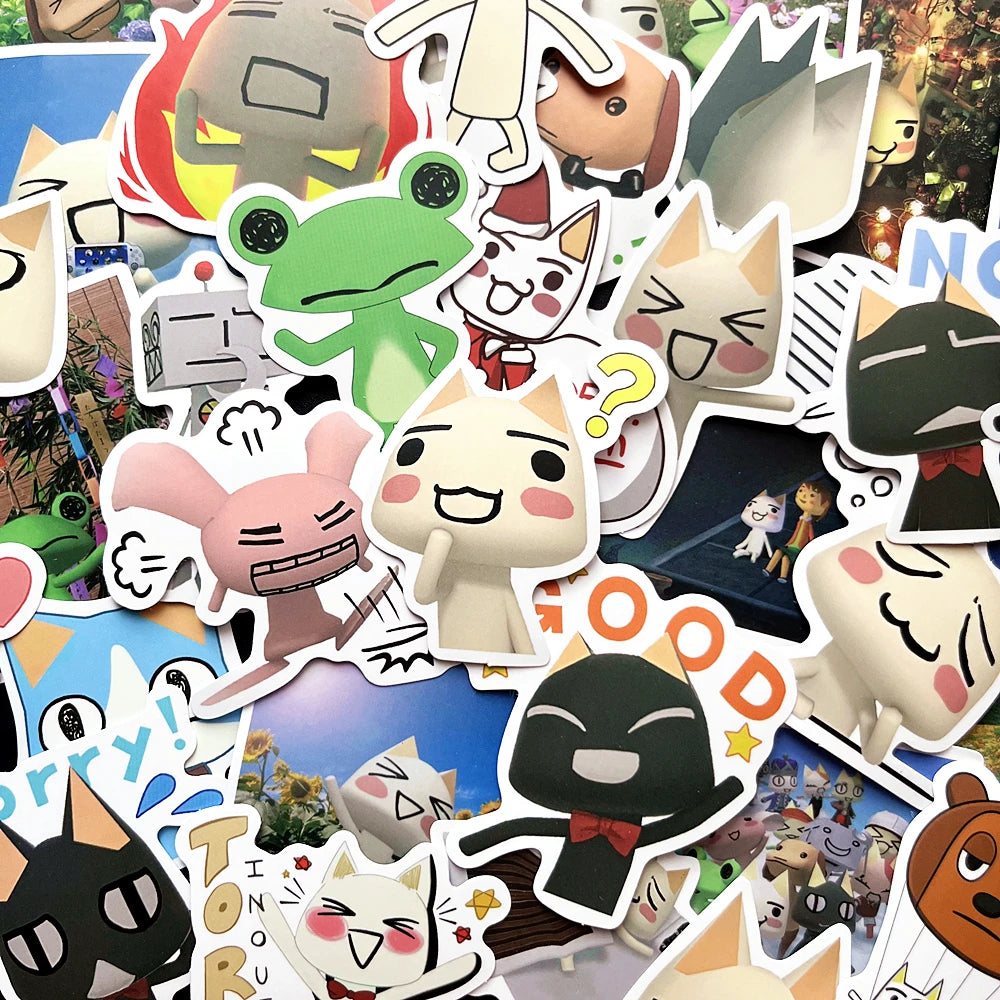 Cartoon Toro Inoue Cat Stickers Waterproof Vinyl Decals for Laptop Guitar Suitcase Skateboard