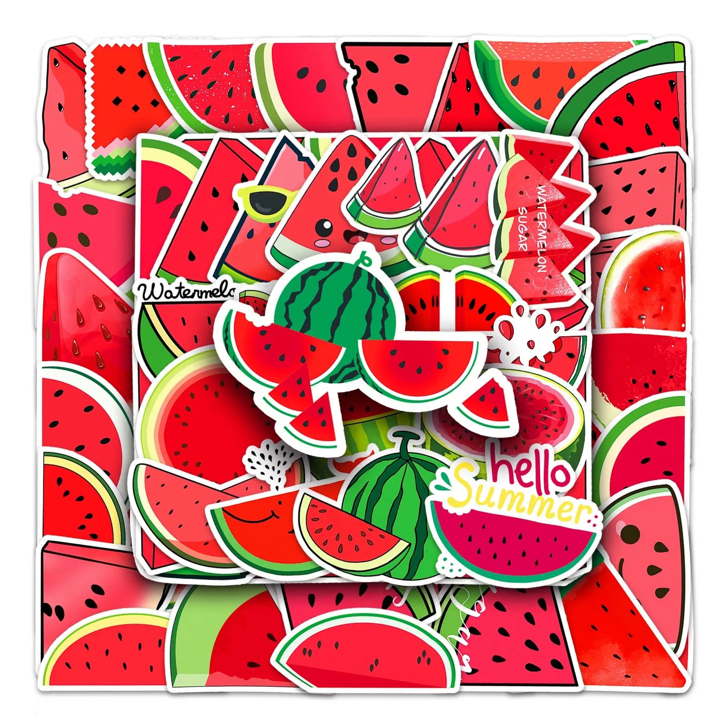 50Pcs Watermelon Cartoon Waterproof Vinyl Stickers for Skateboard Snowboard