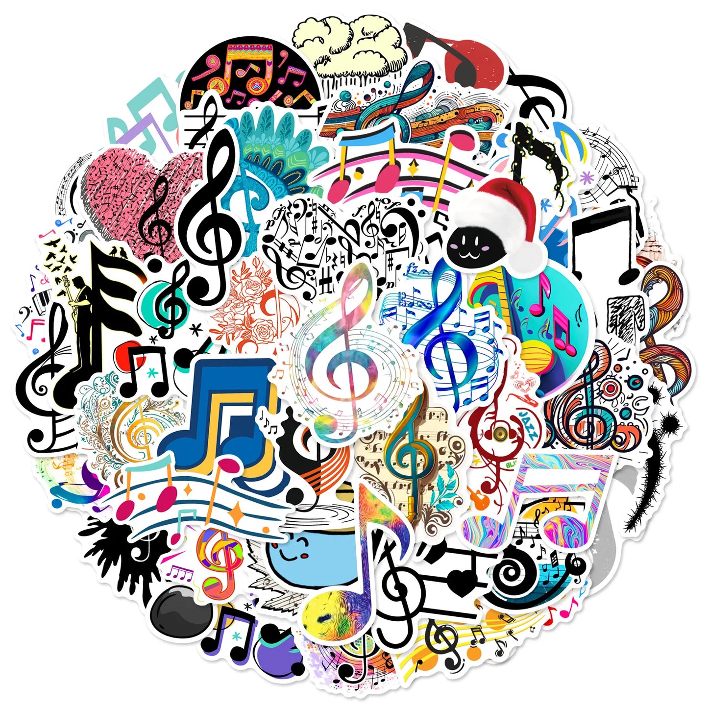 Musical Note Stickers 10/30/60PCS Cartoon Decals for Laptop Guitar Suitcase Skateboard DIY