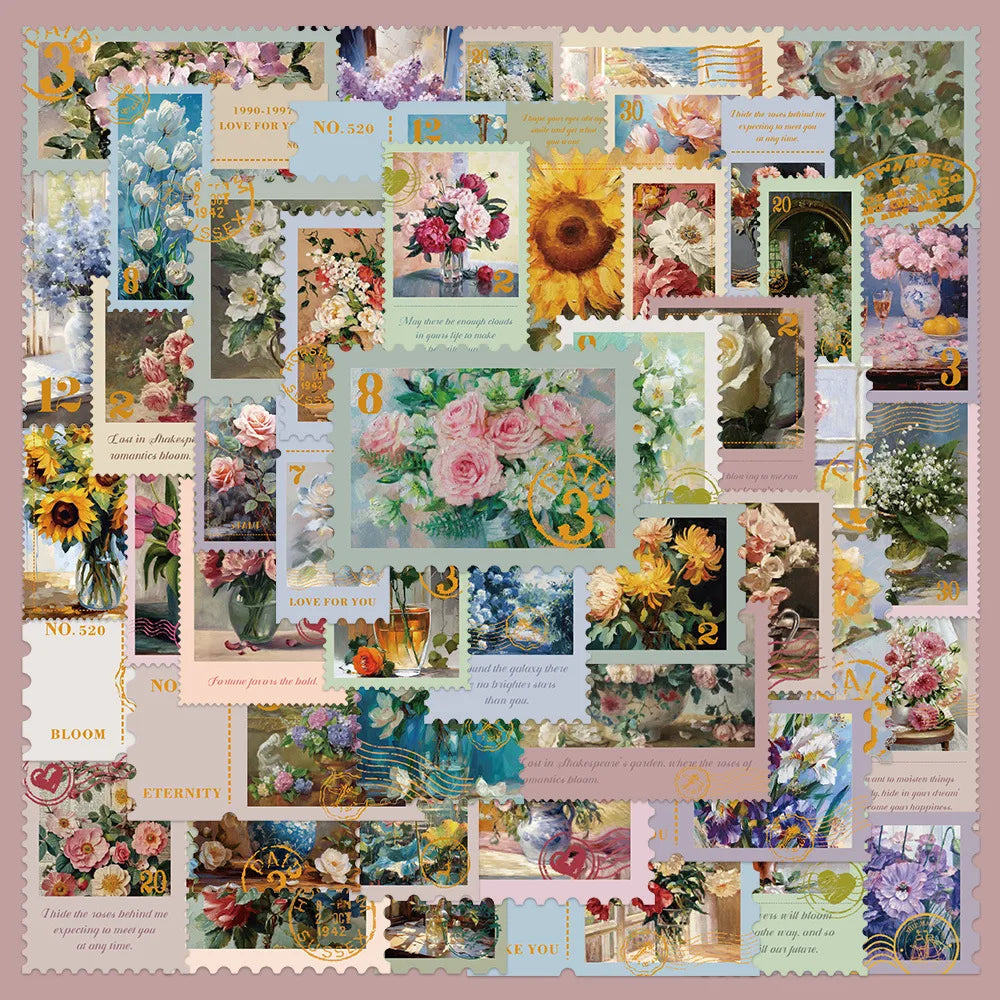 50pcs Flower Graffiti Stickers for Helmet, Wall, DIY Decoration Wholesale