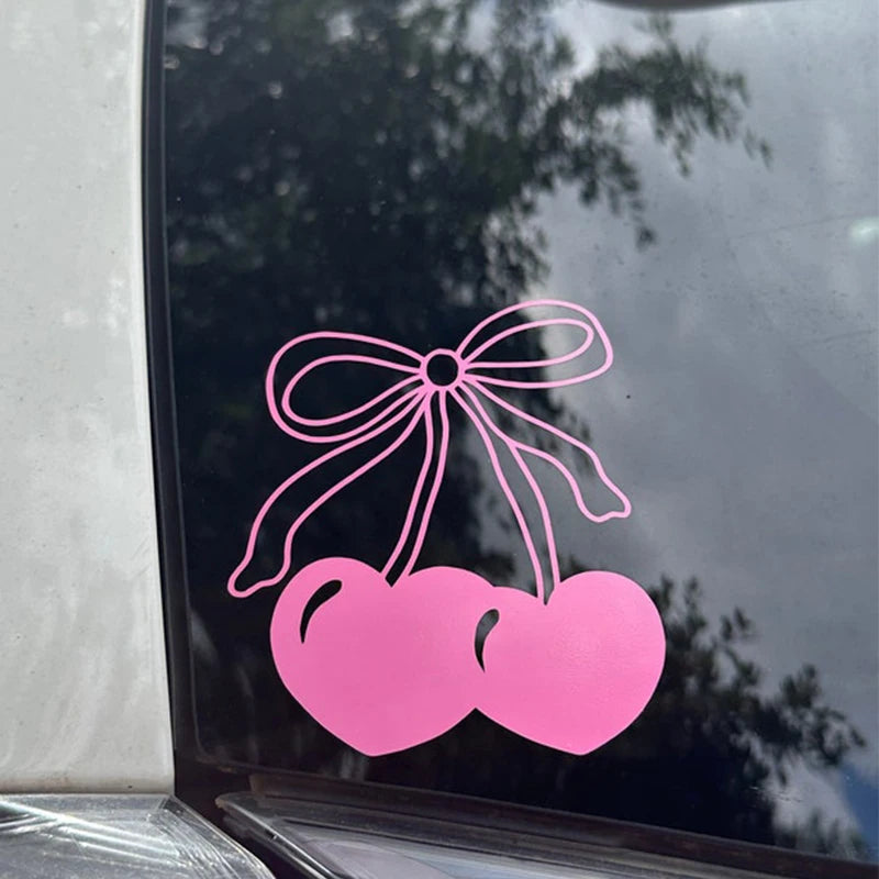 Cherry Bow Car & Laptop Vinyl Sticker Decal