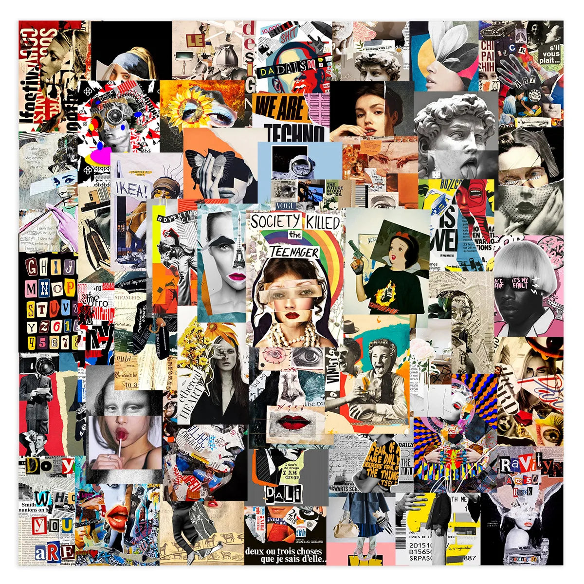 10/30/50PCS Fashion Art Collage Poster Stickers Aesthetic Painting Decals Decoration DIY Laptop Scrapbook Phone Graffiti Sticker