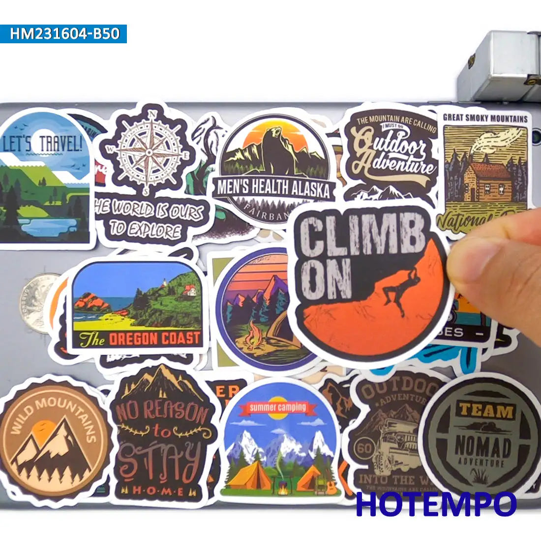 20/30/50Pieces, Outdoor Adventure Stickers, Hiking Climbing Camping, Travel Explore, for DIY Creative Decoration, Funny Sticker
