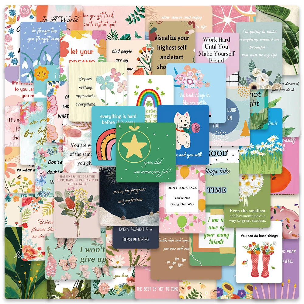 52PCS Inspirational Quote Stickers for Laptop, Bottles, Scrapbooking, Journal, Kids