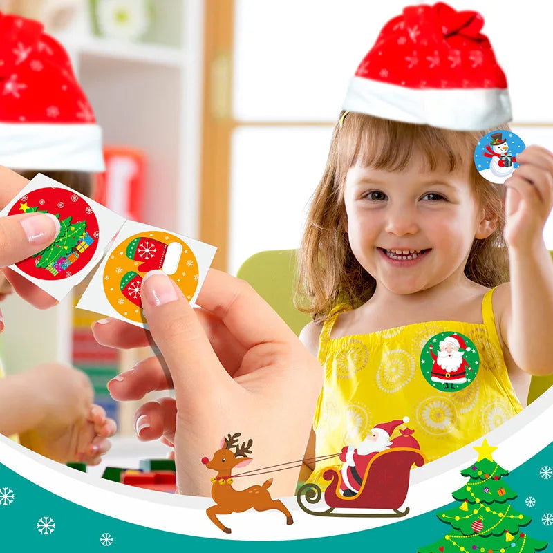 500pcs /1 Roll Christmas Stickers 1inch Snowflakes Holiday Stickers Xmas Gift Label for Envelope Box Gift Decor
