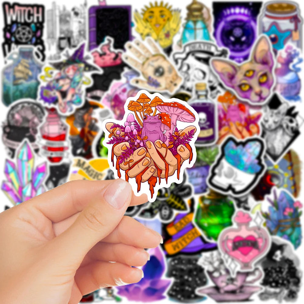 10/30/50/100pcs Art Gothic Magic Apothecary Witch Crystal Sticker Packs