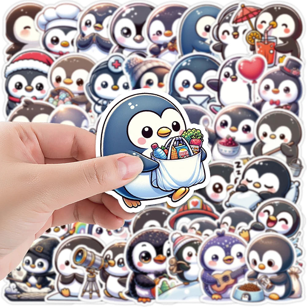 Penguin Cartoon Stickers Set for Skateboard, Notebook, Phone, Bike, Fridge, Kids Gift