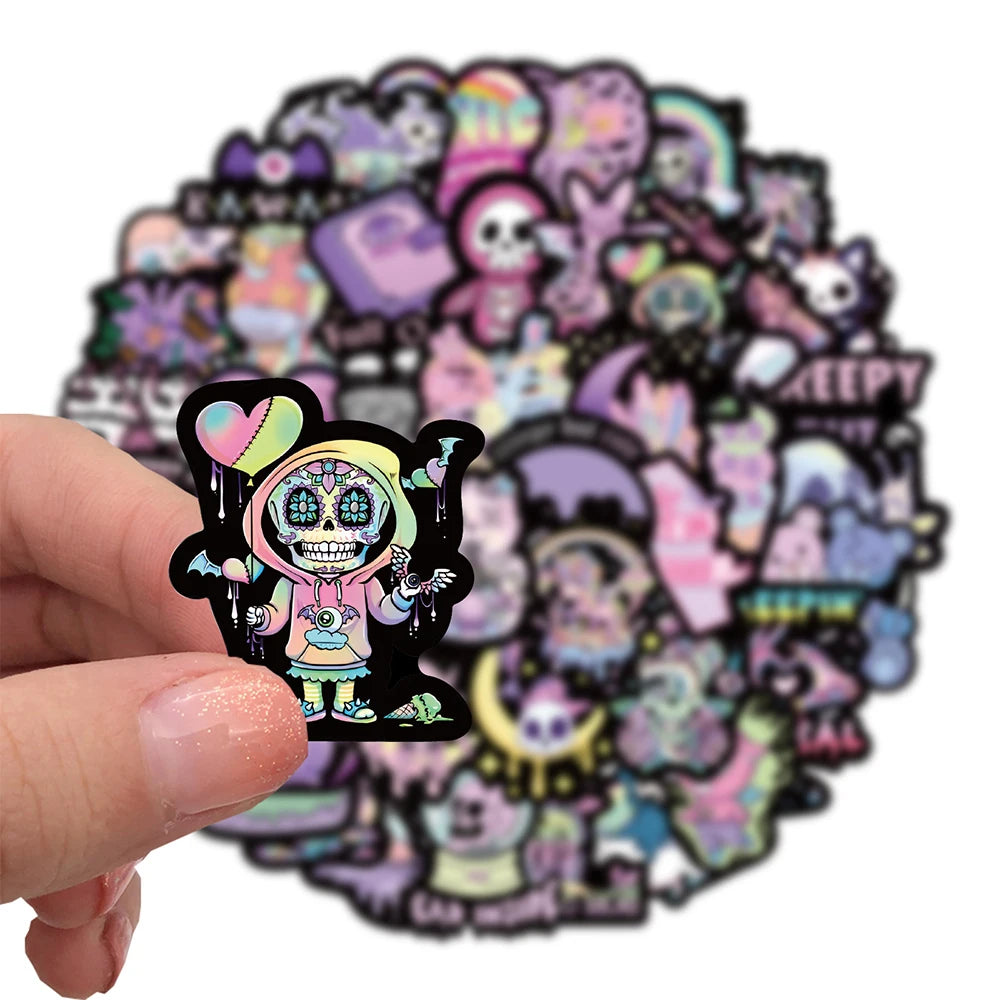 10/30/56PCS Cute Cartoon Halloween Gothic Horror Stickers Decals Skull Decals Decoration For Suitcase Notebook Laptop Fridge Car