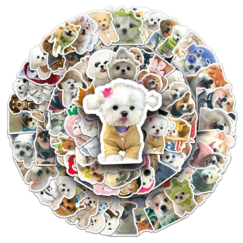 100Pcs Cute Kawaii Dog Waterproof Vinyl Stickers for Skateboard Snowboard