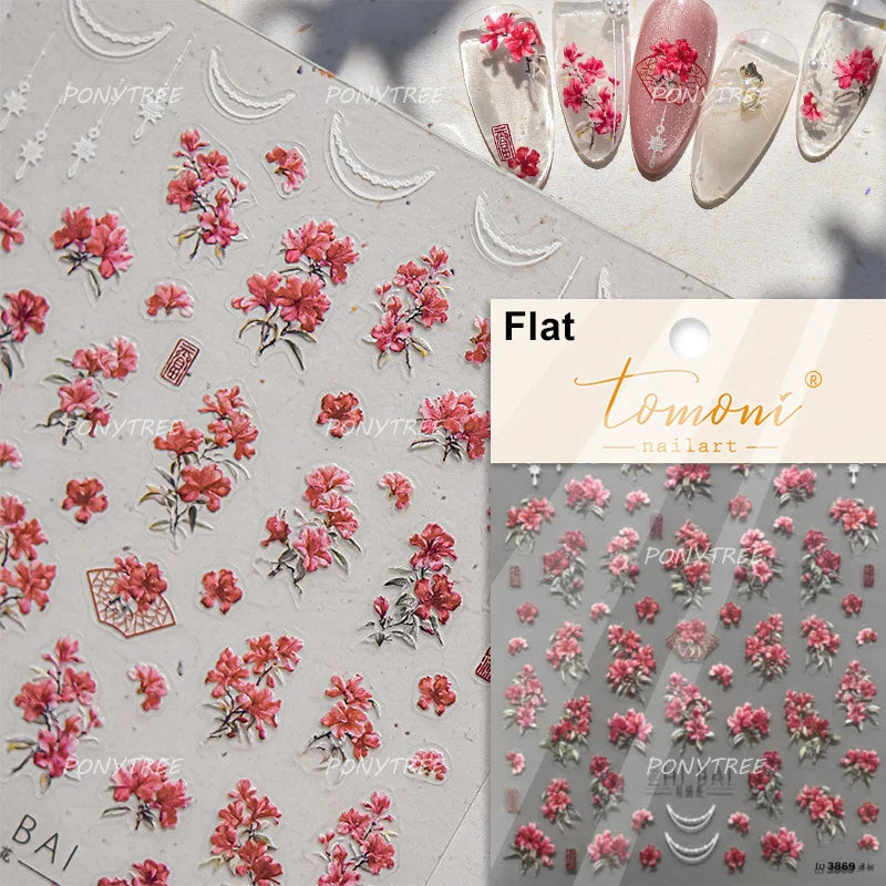 Pink Chrysanthemum 3D Nail Art Stickers