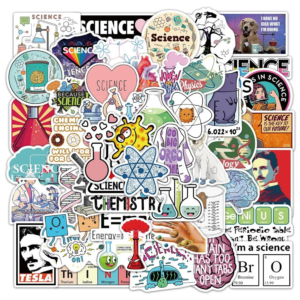 Chemistry Lab Stickers: Funny Science Graffiti for Scrapbooking, Laptop, Phone, Suitcase, Helmet (10/50/100pcs)