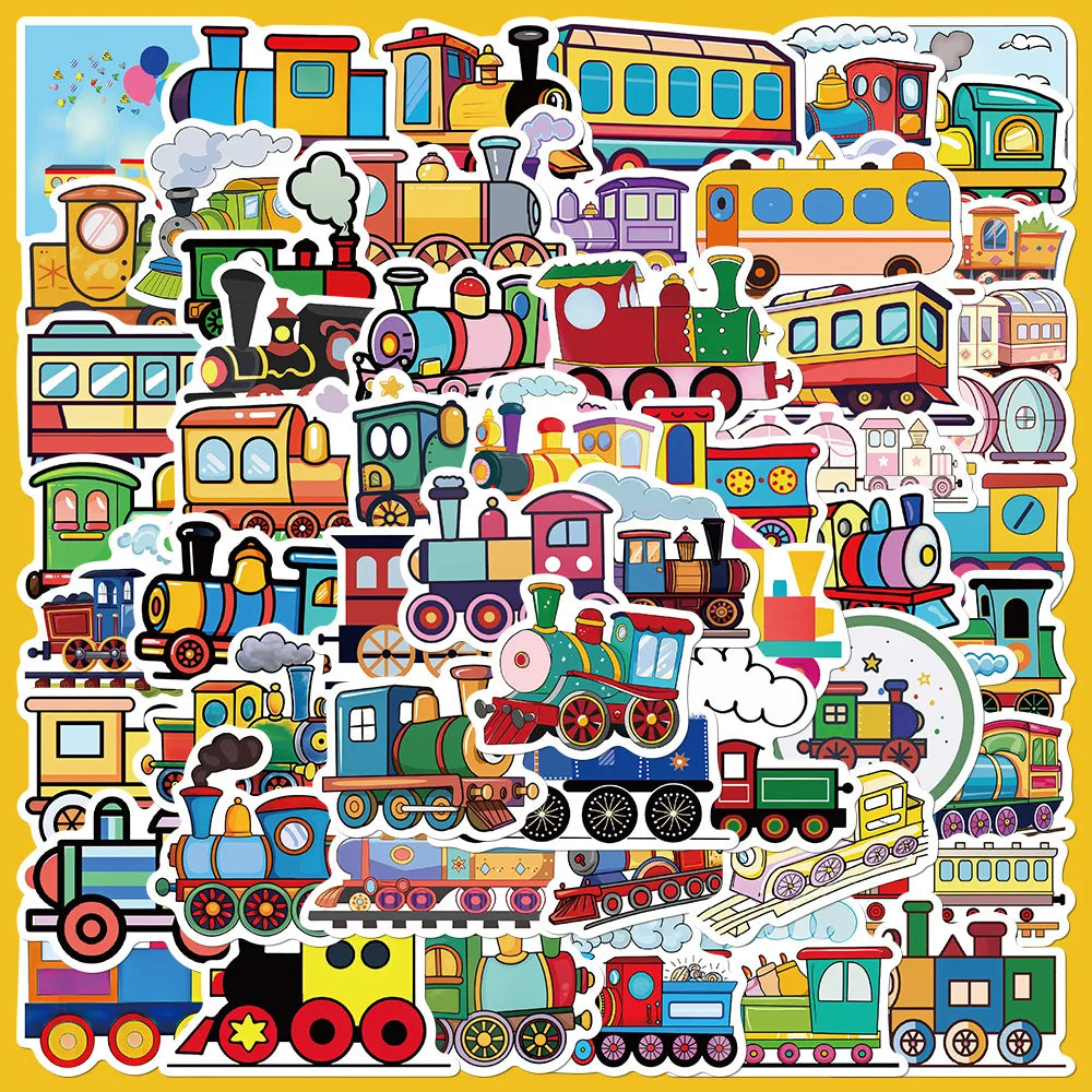 56pcs Cartoon Train Graffiti Stickers for Helmet, Wall, DIY Decoration