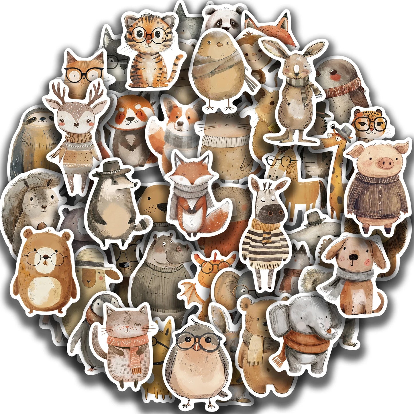 50PCS Cute Animal Stickers for Laptop, Phone, Car, Kids