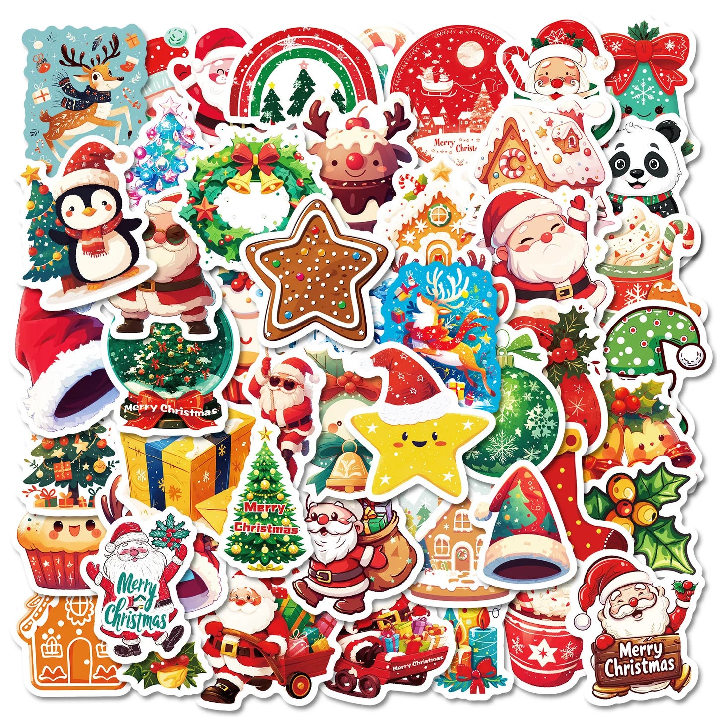 50pcs Christmas Cartoon Graffiti Stickers for Helmet, Wall, DIY Decoration Wholesale