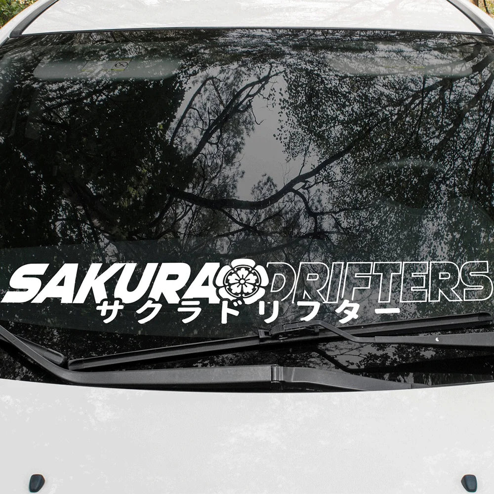 Sakura Drifters JDM Sticker for Car Window Decoration Sticker Front Windshield External Accessories Waterproof Vinyl Decals