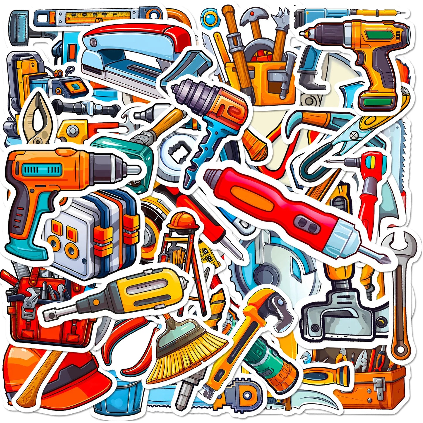 Cartoon Tool Stickers 10/25/50pcs for DIY Scrapbook, Water Bottle, Phone, Laptop, Guitar Decal
