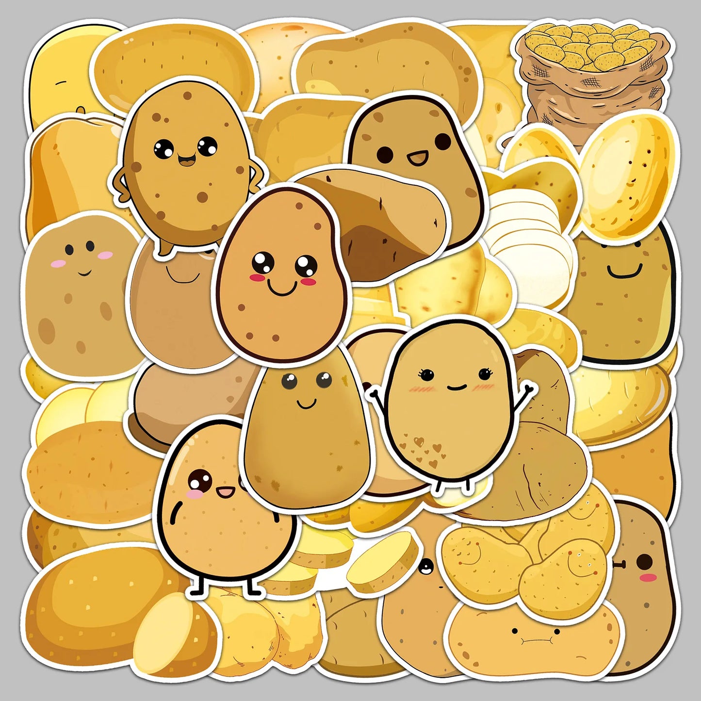 50pcs Cartoon Potato Vegetable Stickers for Helmet, Wall, DIY Decoration
